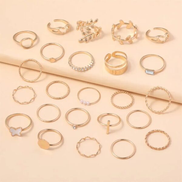 24-Piece Golden Ring Set Fashion Jewelry Bundle for Women | Gold Stackable Rings Set for Women Gold Knuckle Rings Teen Girls Stocking Stuffers | 24 PCS BOHO STACKING RING SET