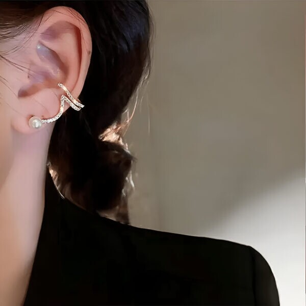 Jewelaa Trendy Golden Twisted Korean Earjacket Earrings with Contemporary Style for Women and Girls Party Wear