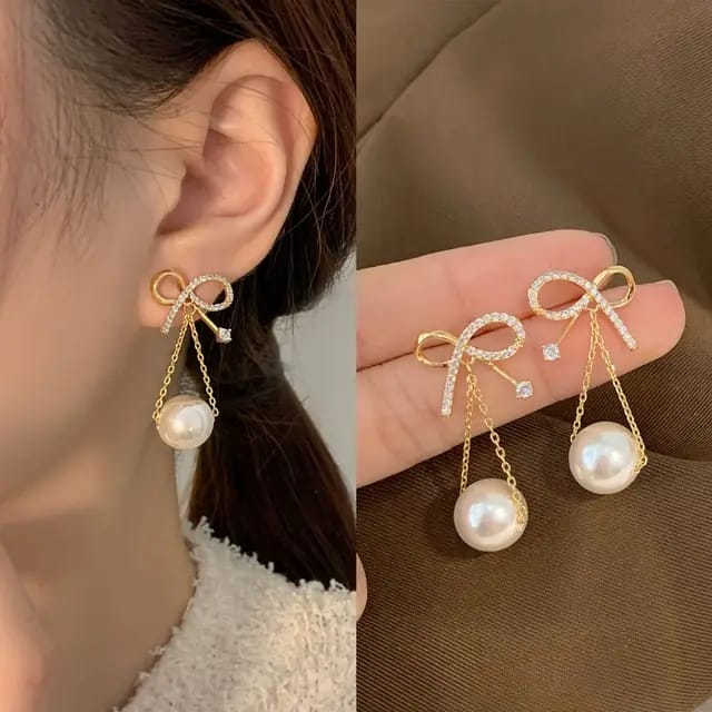 Model 268 golden Bow Hangings Earrings_55_3