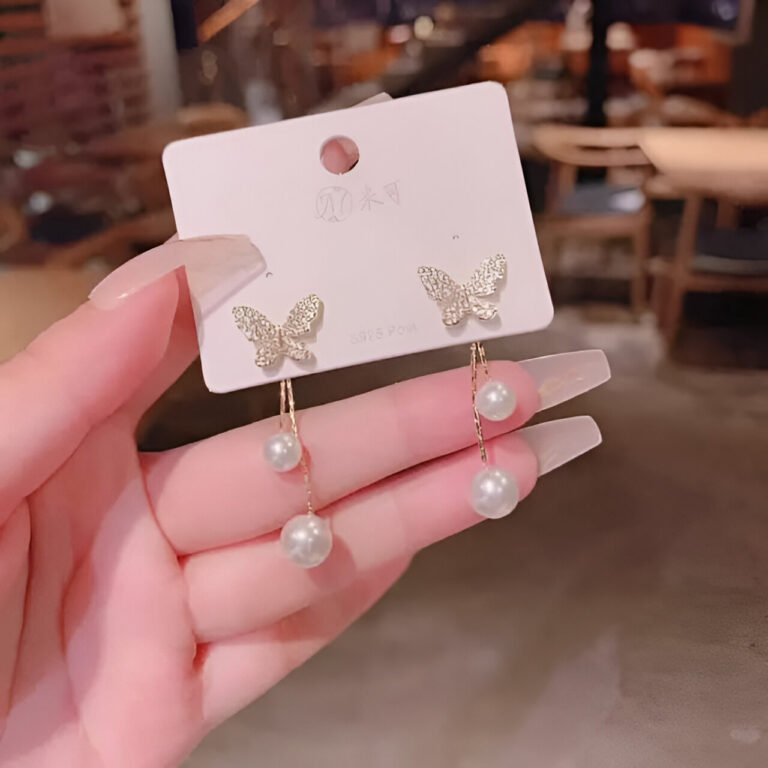 Model 286 Butterfly Earring with Pearl Drop2