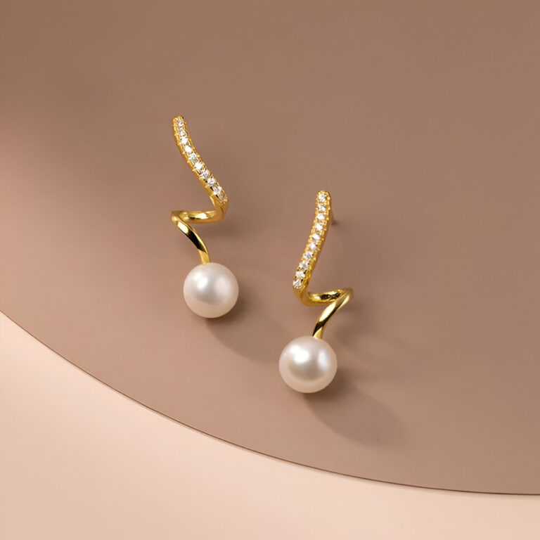 Model 324 Golden Bended Pearl Korean Studs4