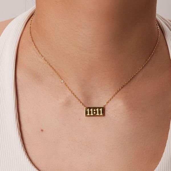 11:11 Gold Plated Pendant Necklace Lucky Angel Number Jewelry for Manifestation & Style