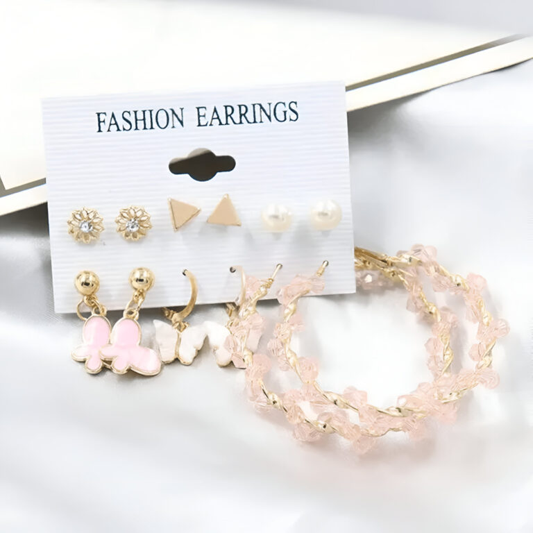 Set of 12 Korean earring Butterfly and Stud and Hoop2