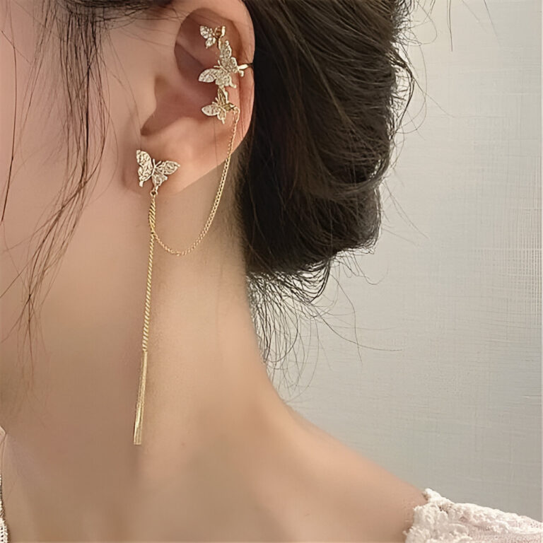 gold plated piercing earcuffs butterfly1